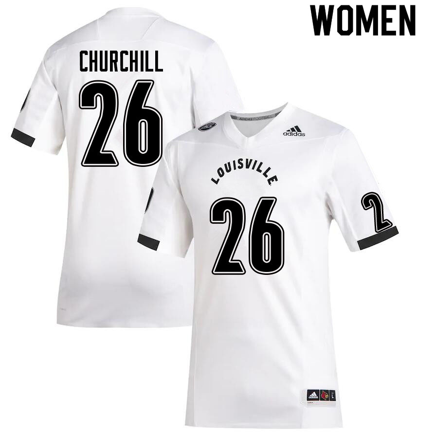 Women #26 Jatavian Churchill Louisville Cardinals College Football Jerseys Sale-White